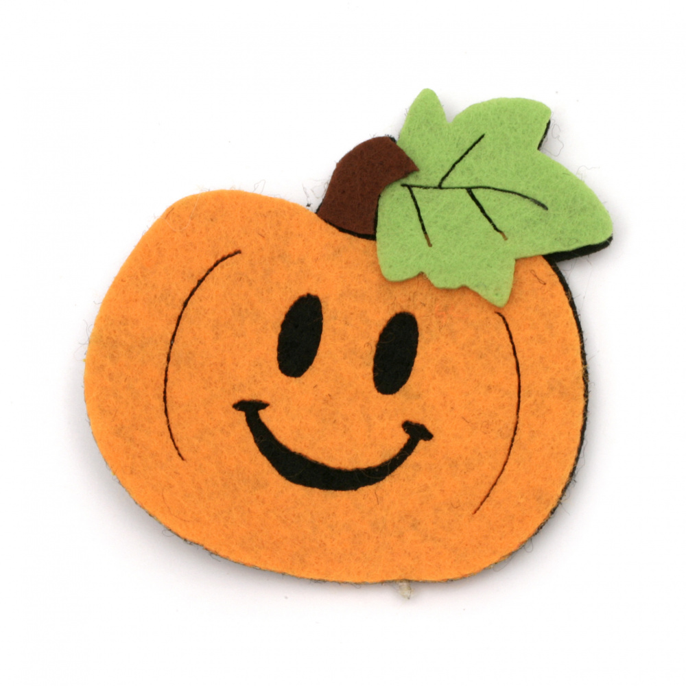Smiling pumpkin from felt for handmade hobby projects 40x39 mm - 10 pieces