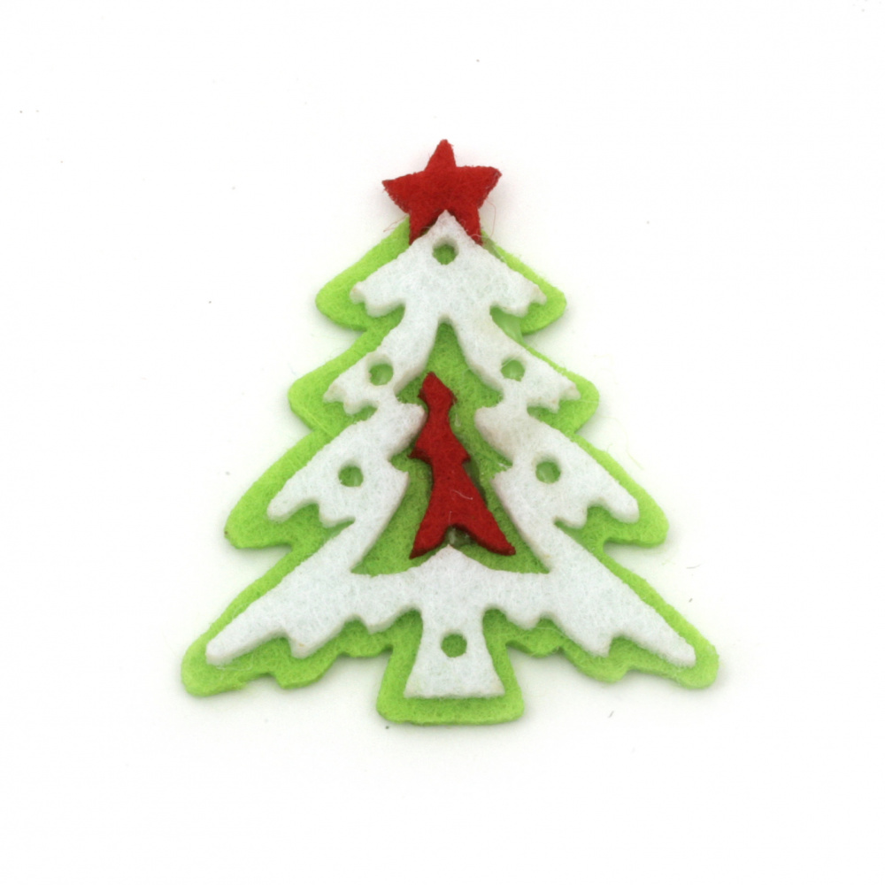 Christmas tree felt  for decoration of scrapbook albums38x36 mm -10 pieces
