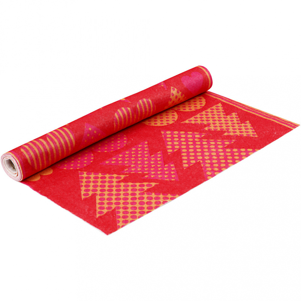 Дизайнерски филц Коледа 1.5 мм 45 см цвят оранжев и червен 180-200 гр. -1 метър