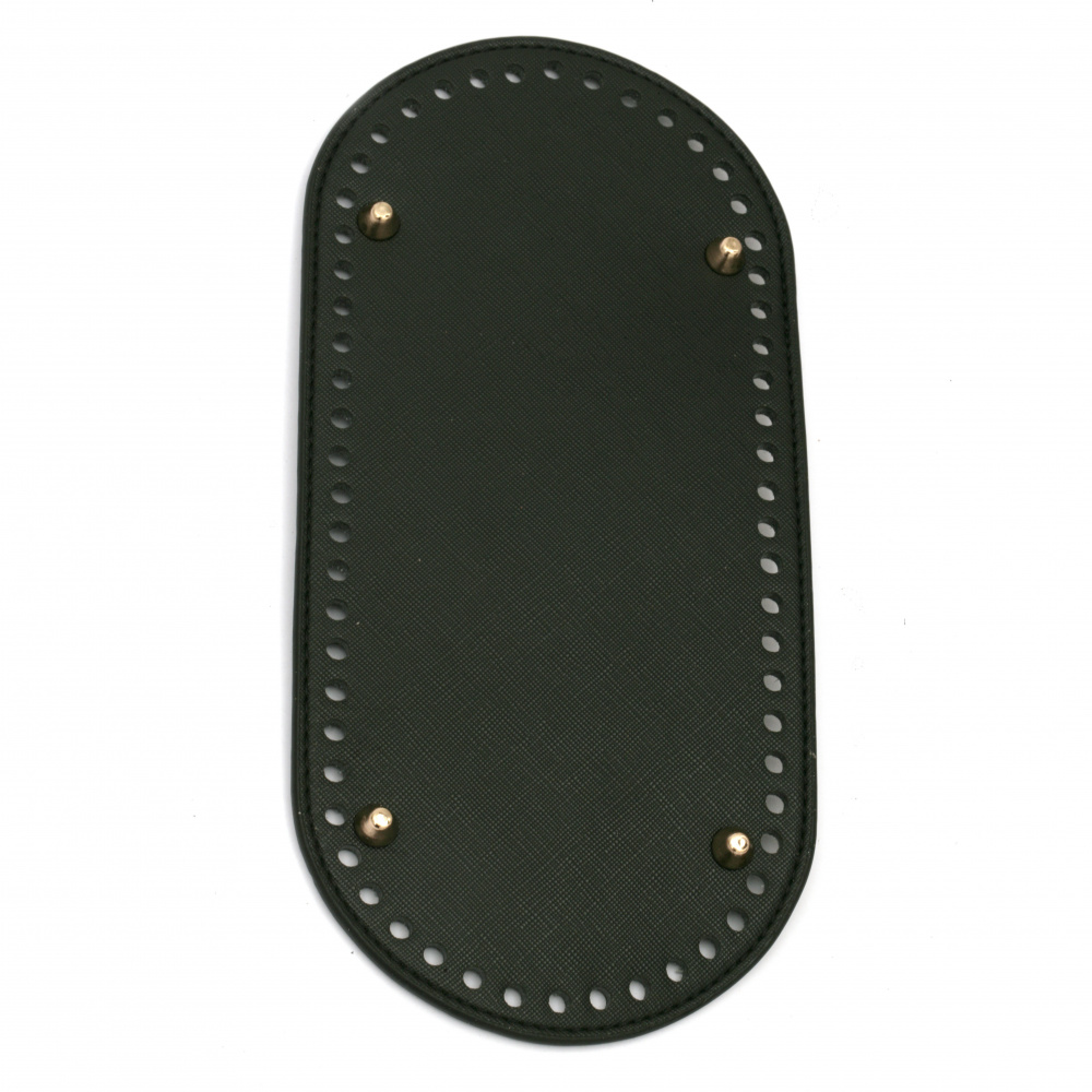 Base (bottom) for faux leather bag 25x12x1.1 cm holes 0.5 cm with four metal legs color black
