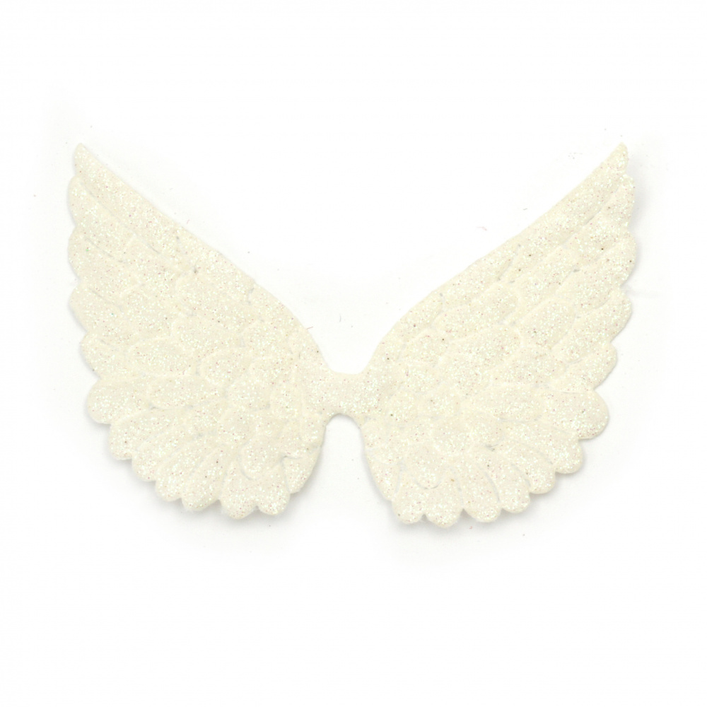 Textile wings with brocade 90x70 mm white -4 pieces