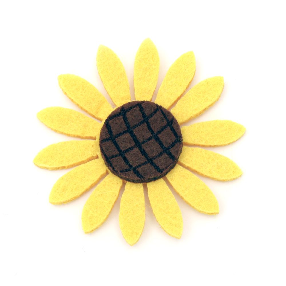 Felt Sunflower Embellishmentt 59x6 mm yellow -10 pieces
