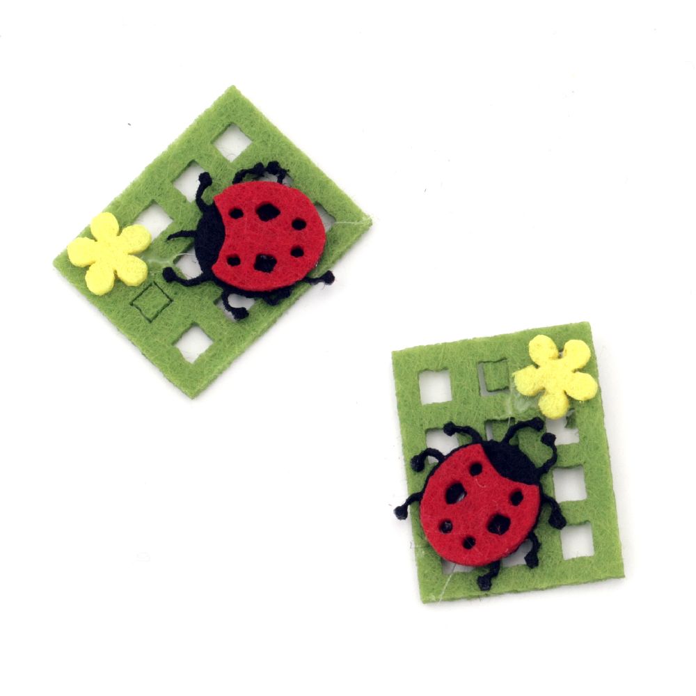 Ladybug Felt Panel, 29x23x5 mm - 10 Pieces