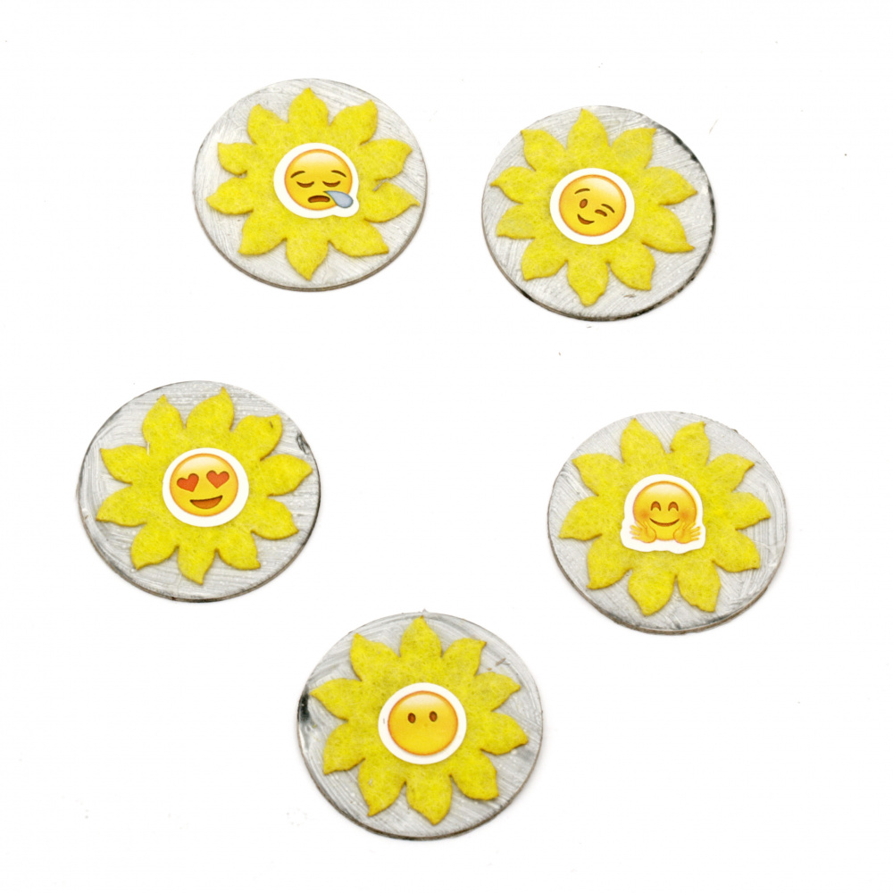 Emoticons sun paper and felt 35 mm assorted -5 pieces