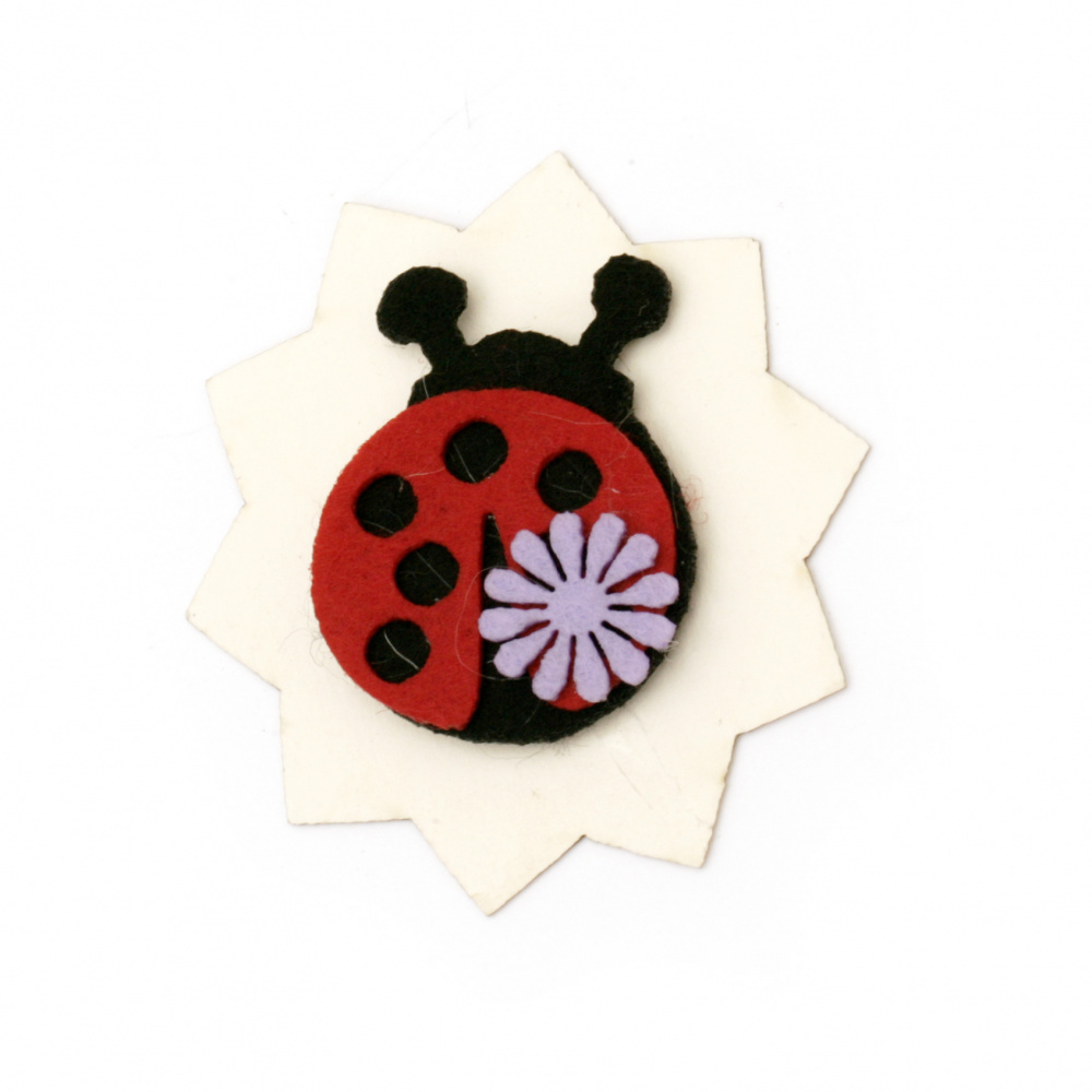 Felt Embellishment DIY Scrapbooking Ladybug with flower paper and felt 60x55 mm ASORTE -5 pieces