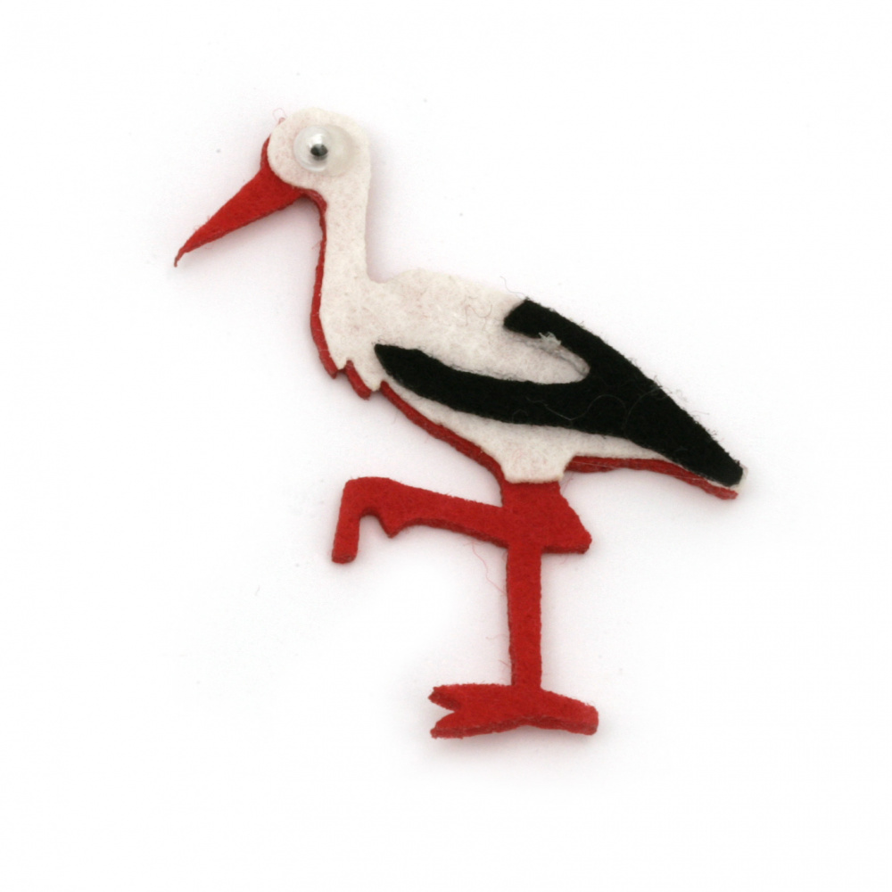 Stork from felt for embellishment, laser cut 55x45 mm -10 pieces