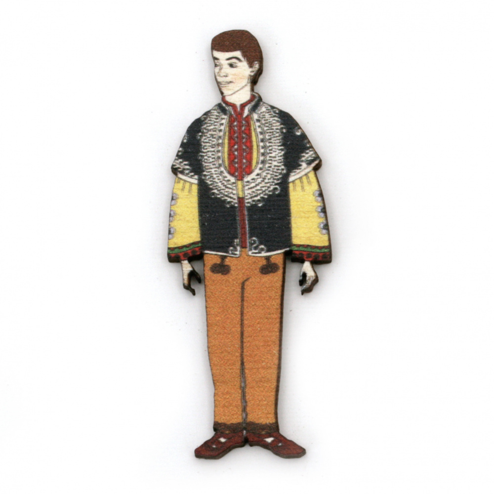 Wooden Figure of a man in Folk Costume / 75x28 mm - 2 pieces