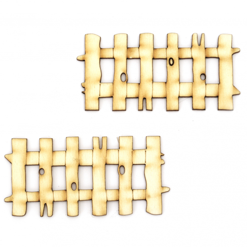 Wooden Fence for Decoration, 38x80x2 mm - Set of 2 Pieces