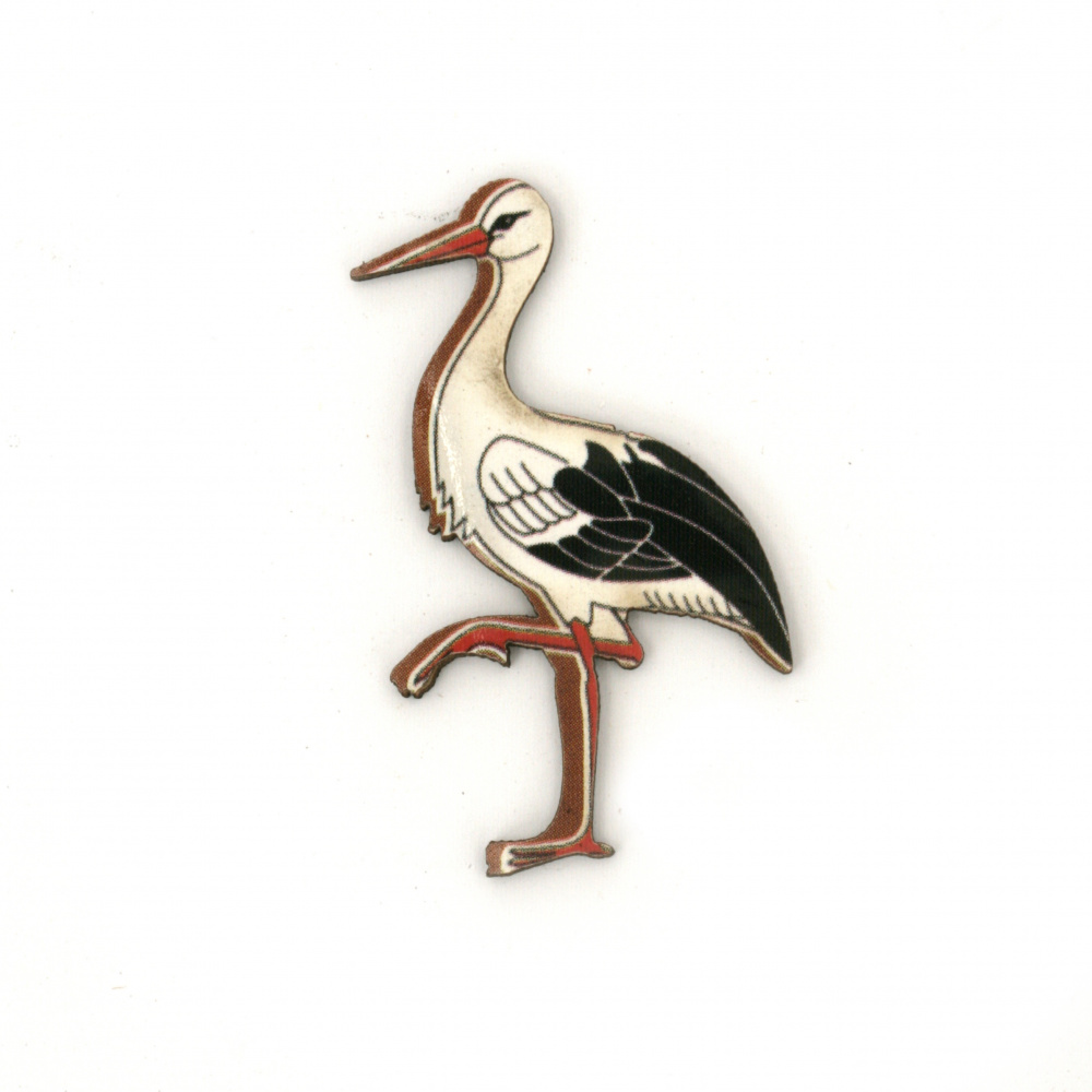 Decorative Plywood Stork for Craft Projects / 40x32x2 mm - 10 pieces