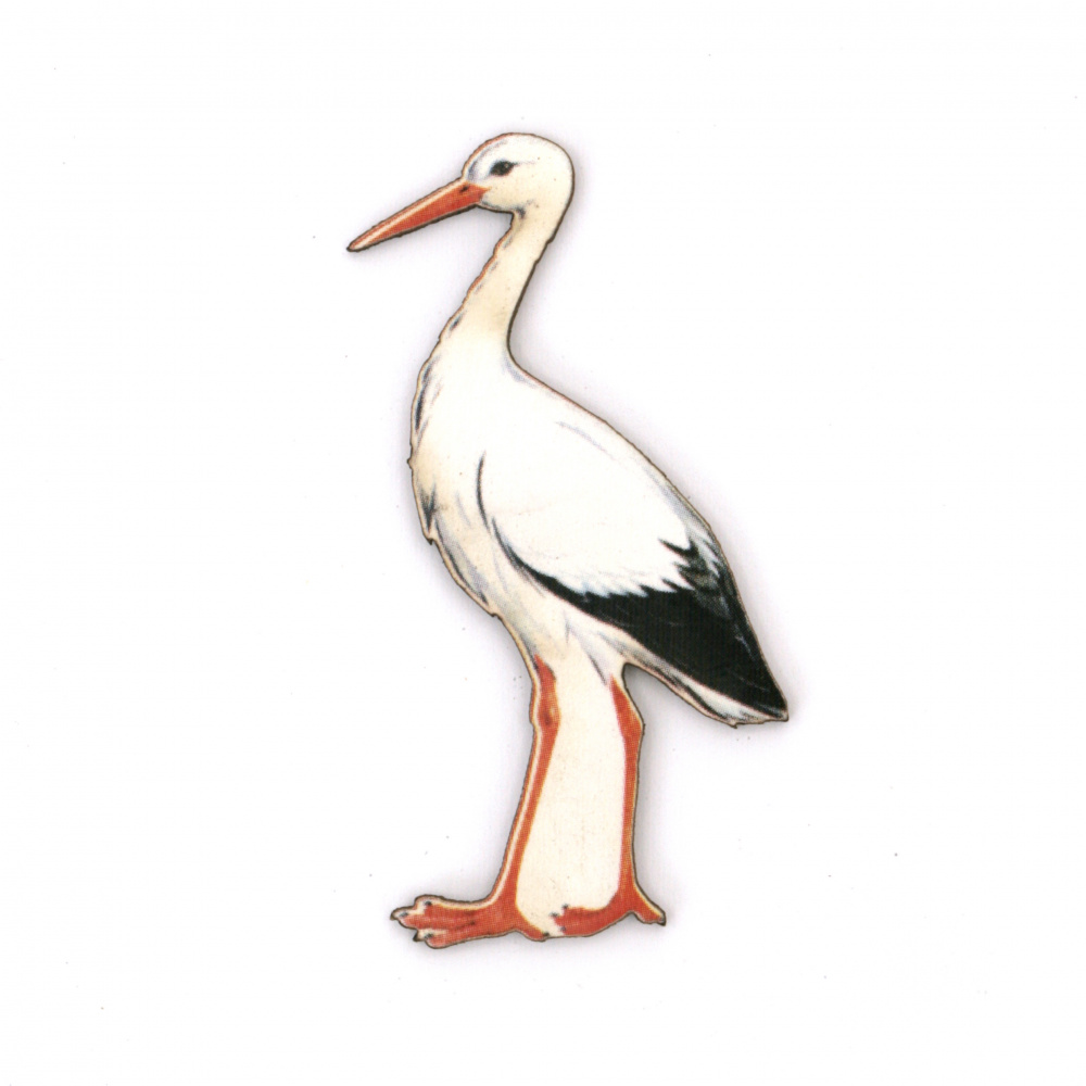 Plywood Stork for Handmade Decoration and Crafts / 50x30x2 mm - 10 pieces