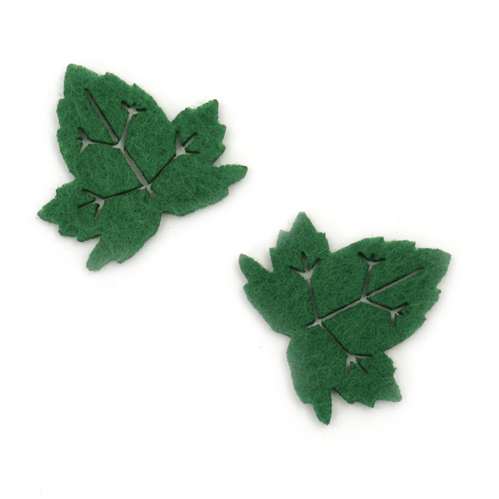 Green Felt Leaf, 30x31x2 mm - Set of 10 Pieces