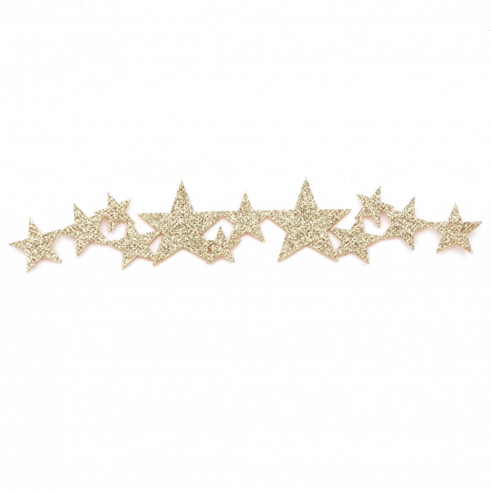 Gold Felt Stars with Brocade, 200x38x2 mm - Set of 2 Pieces