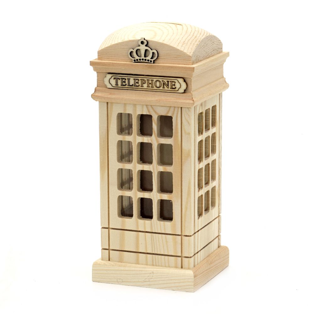 Wooden Box 100x100x220 mm Piggy bank telephone booth
