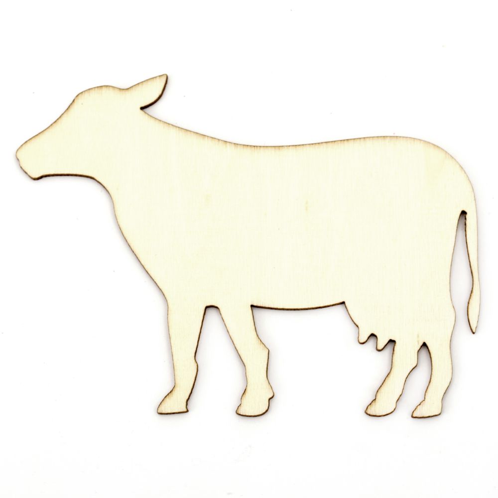DIY Wooden embellishment cow for coloring 110x80x2 mm - 5 pieces