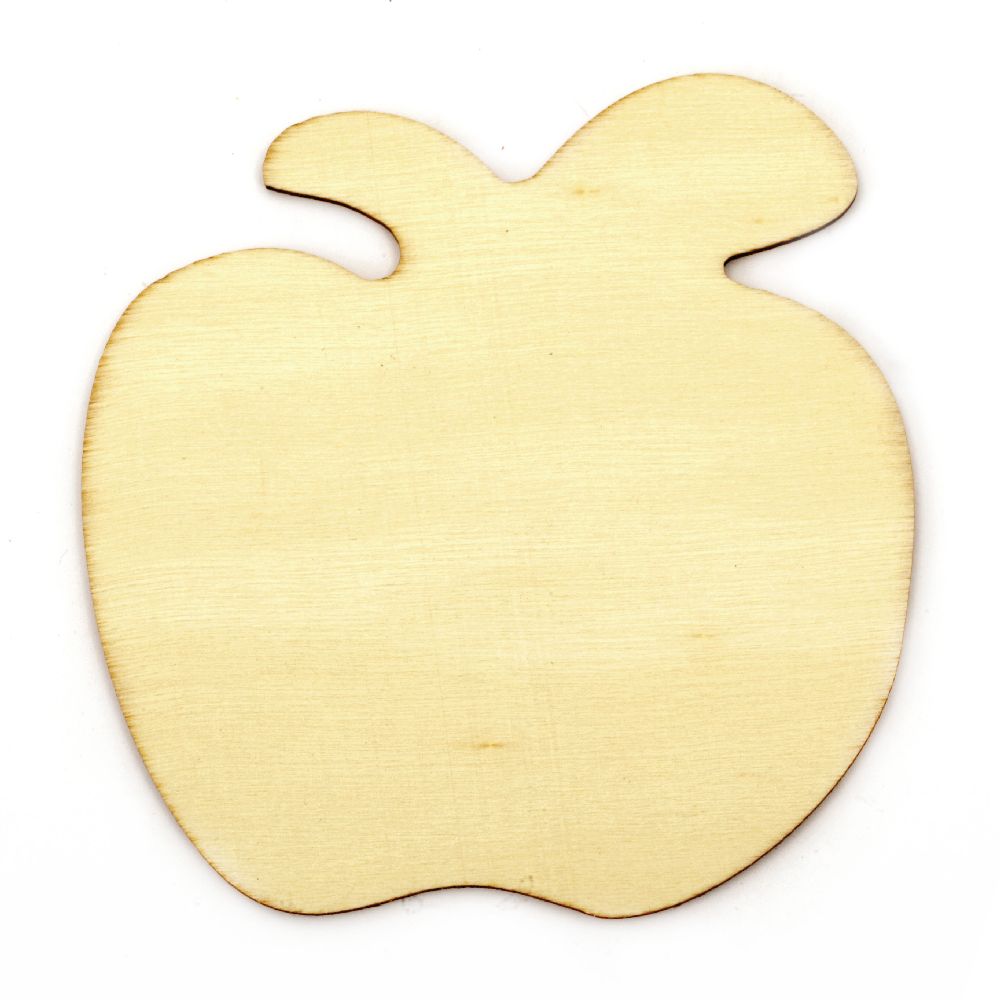 DIY Wooden embellishment apple for coloring 90x90x2 mm - 5 pieces