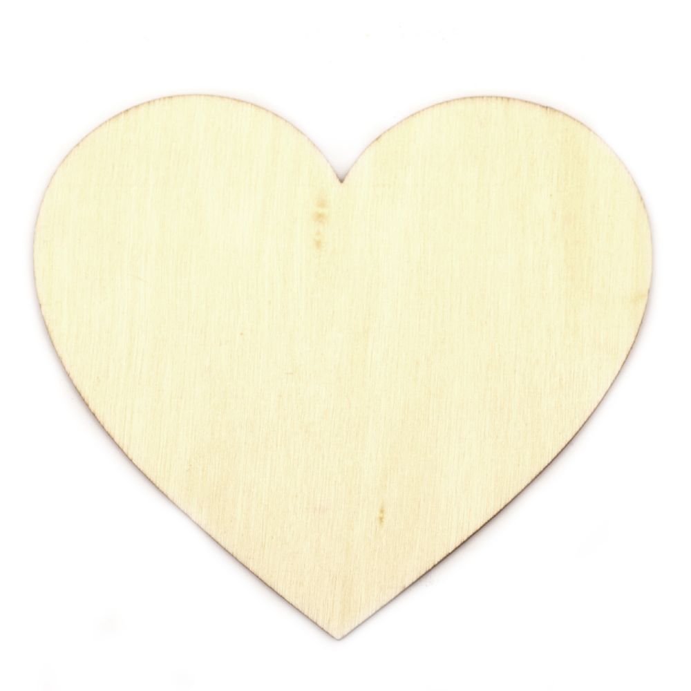 Wooden heart figure 95x90x2 mm for coloring - 5 pieces