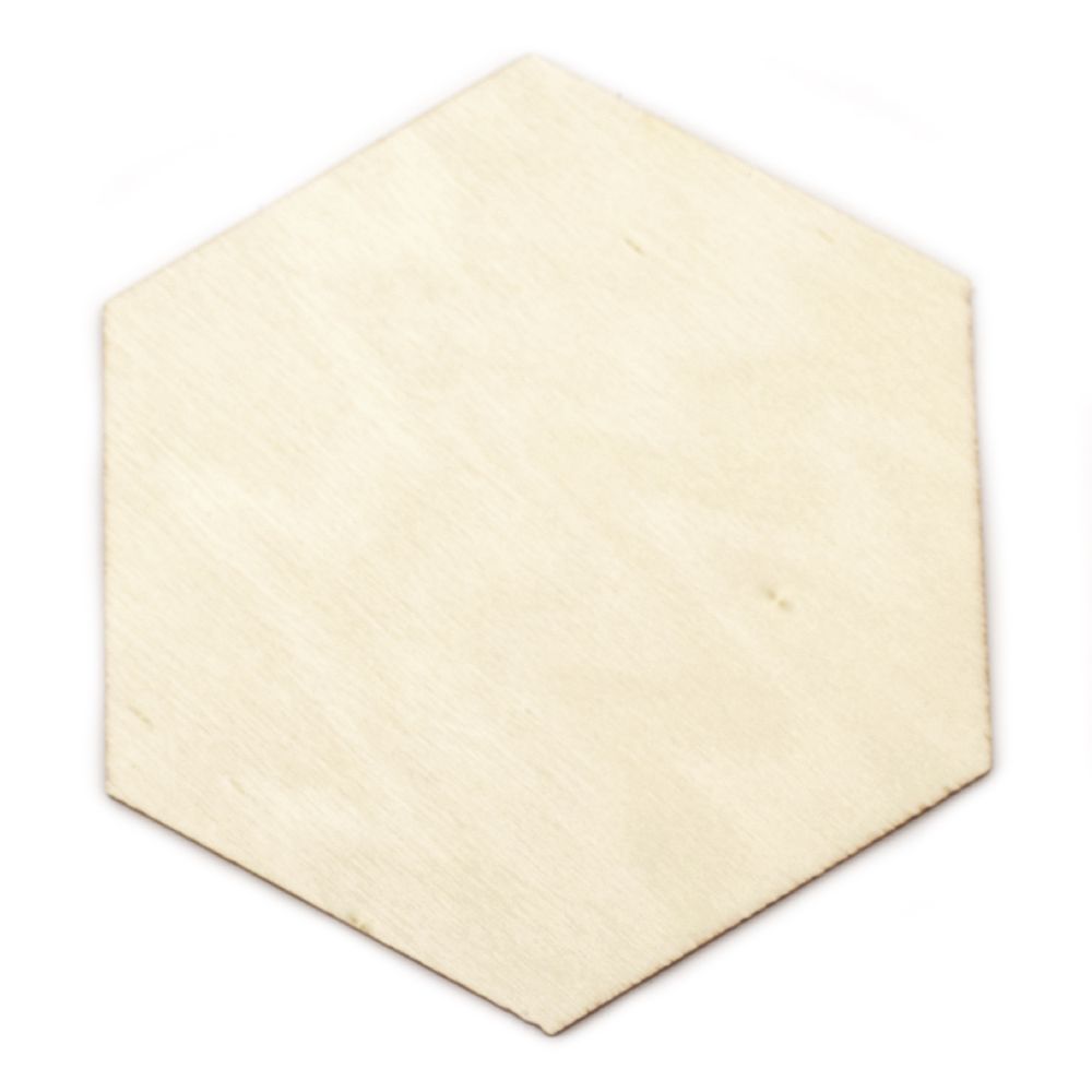 Figura din lemn hexagonal 100x90x2 mm pentru colorare- 5 bucăți