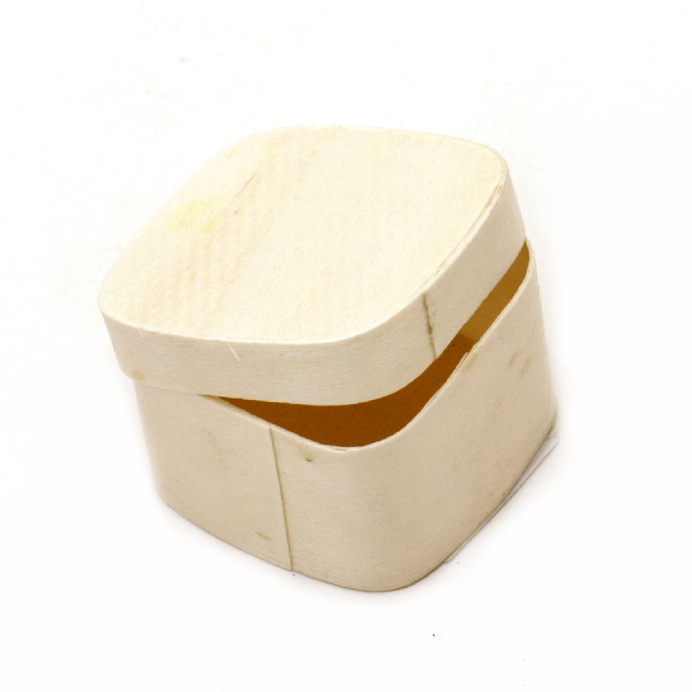 Square Wooden Box, 50x50x30 mm, White