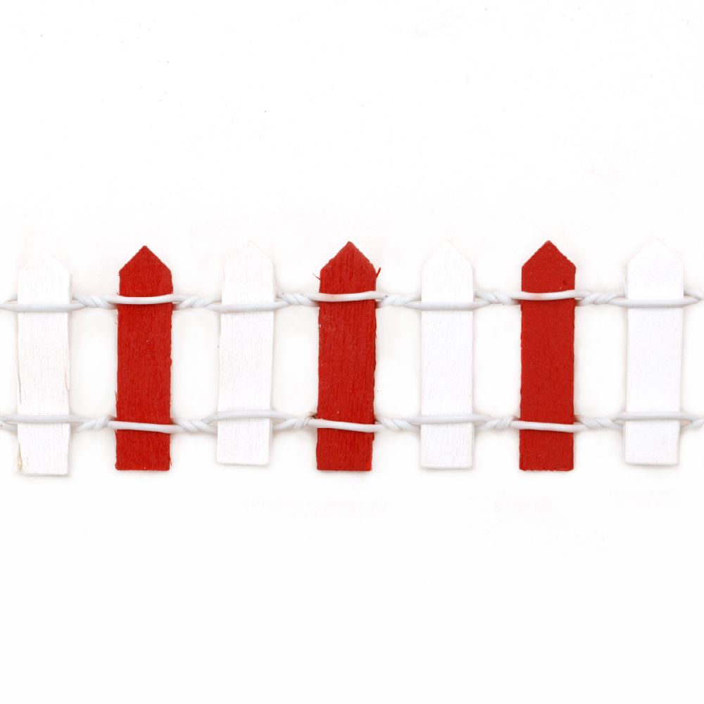Decorative Wooden Fence 900x30 mm white and red