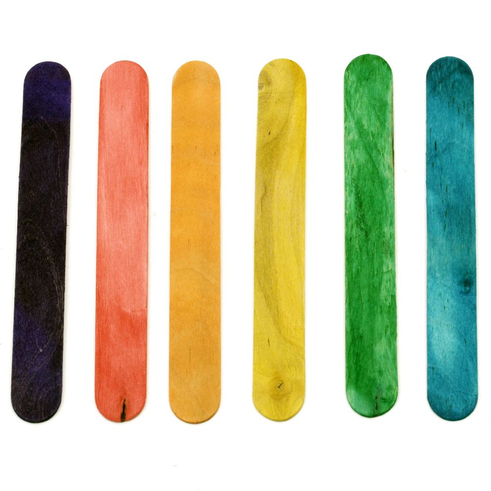Ξυλάκια για διακόσμηση 18x150 mm χρωματιστά - 50 τεμάχια