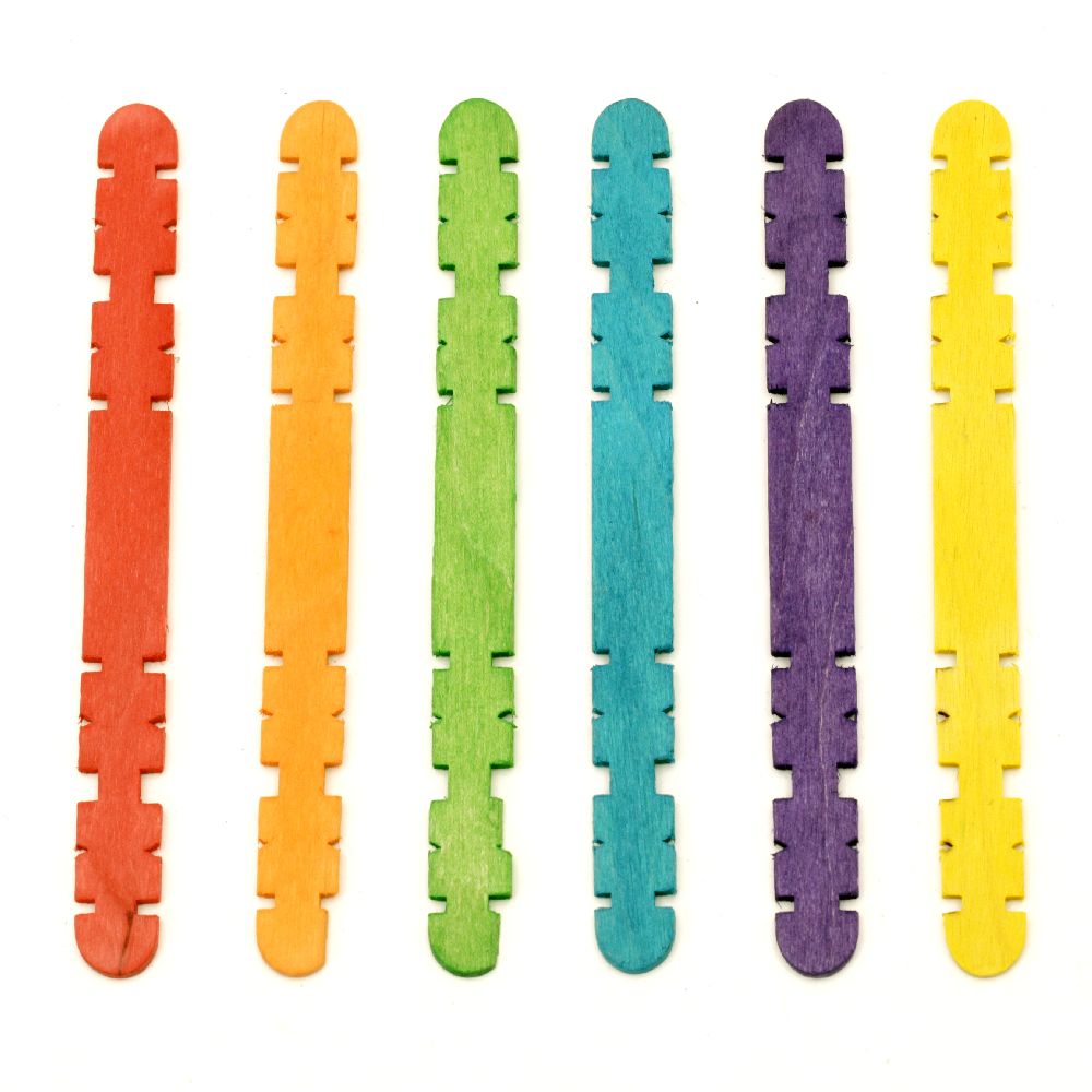 Ξυλάκια για διακόσμηση 10x115 mm μορφοποιημένα χρωματιστά - 50 τεμάχια