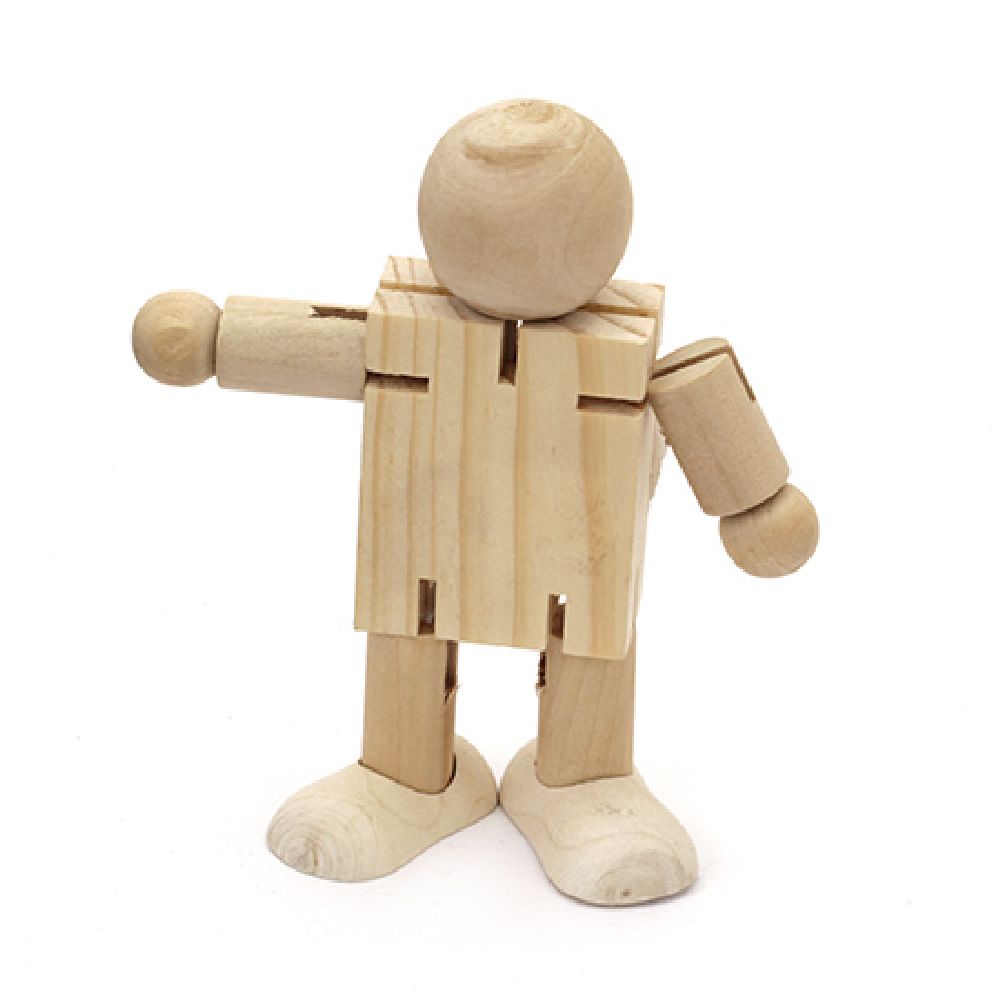 Wooden man 110x40x110 mm puzzle for coloring, kids creativity toy