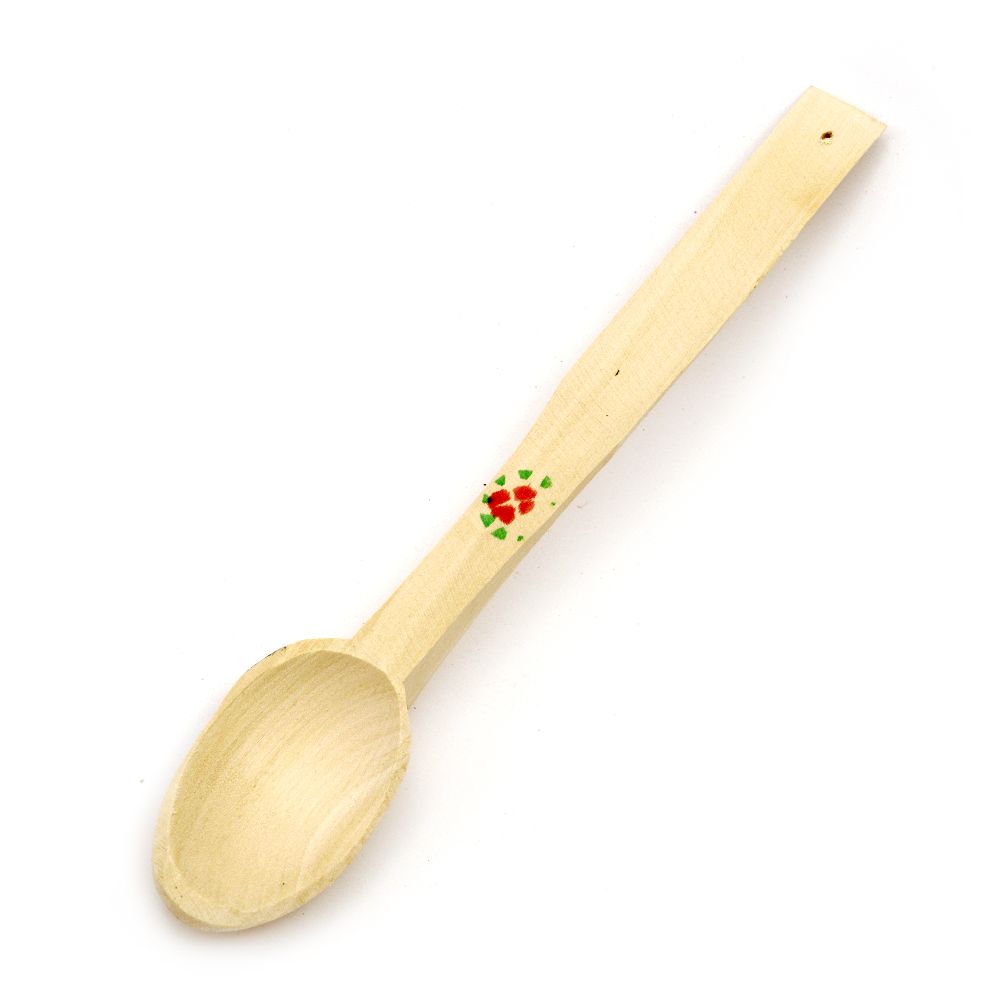Spoon wooden 280~300x45~58 mm white with print