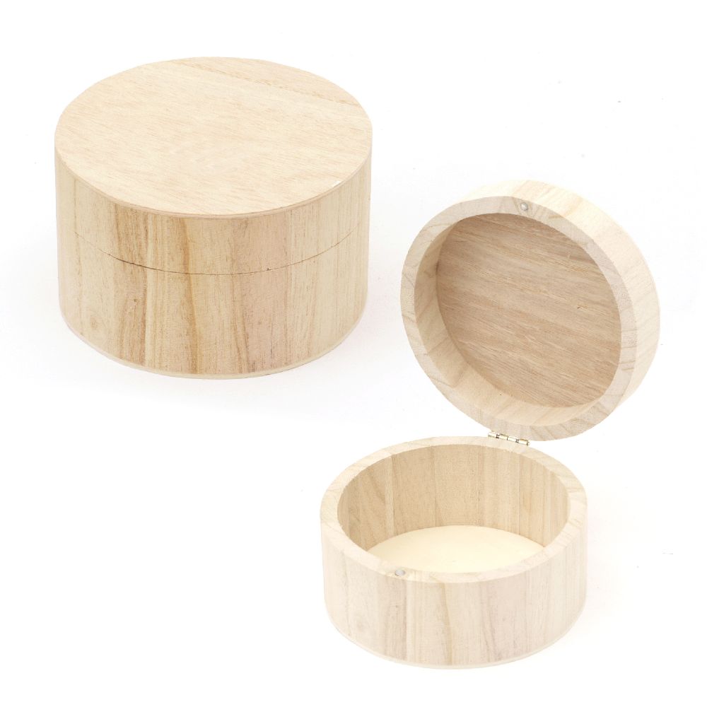 Round wooden box for decoration 115x70mm 