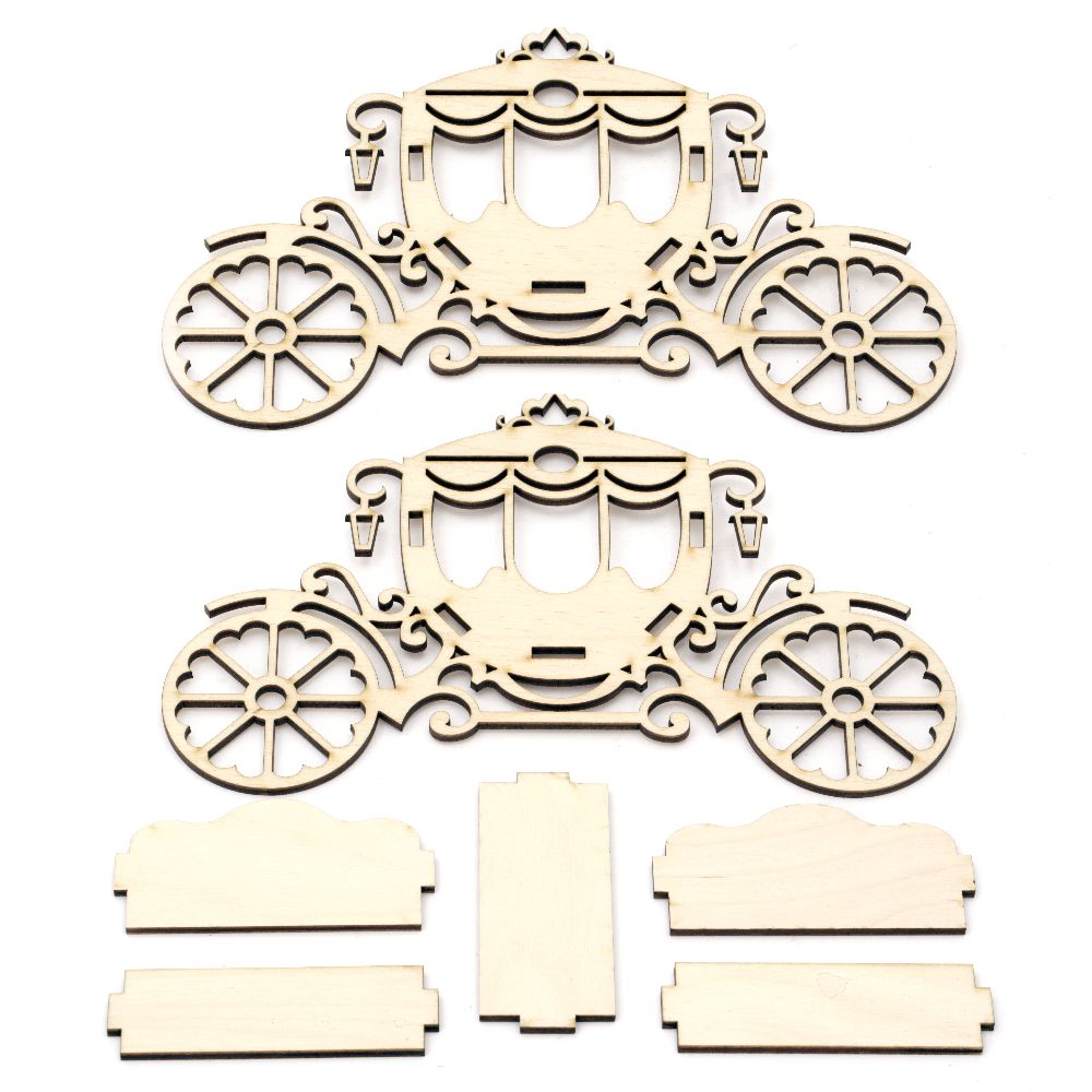 Wooden stroller for decoration of 7 pieces 240x95x160 mm