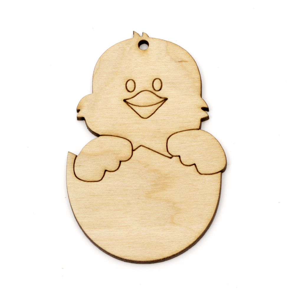 Wooden figurine for decoration egg with chicken 80x50x3 mm №V03
