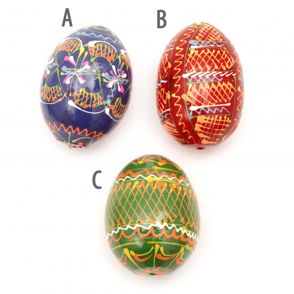 Easter Egg Wooden 64x46 mm ASSORTED