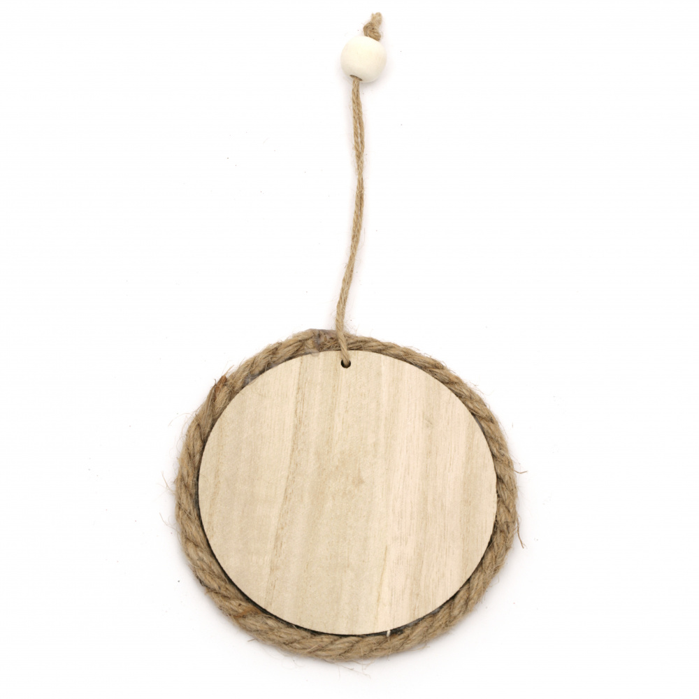 Wooden panel  for decoration with twine  100x8 mm round-1 piece