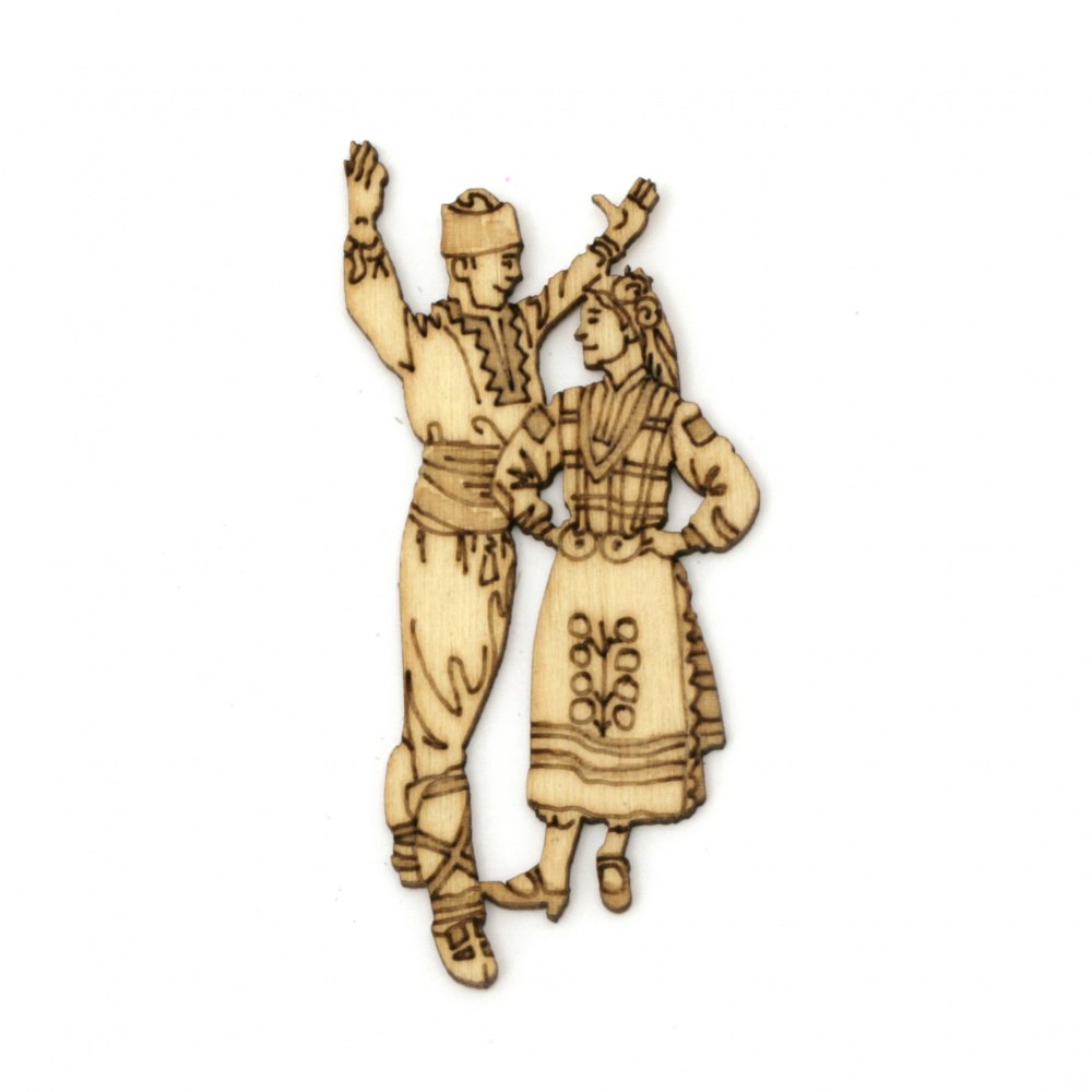 DIY Wooden embellishment Woman and man in folklore  costumes 70x33x2 mm