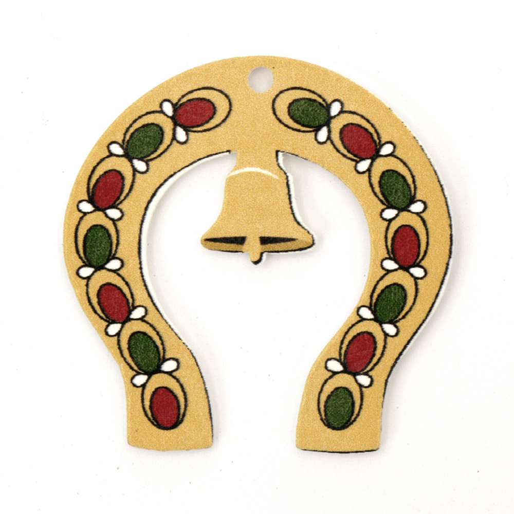 Wood Horseshoe Pendant for Handmade Martenitsas, Souvenirs, Crafts /  40x40x2 mm, Hole: 2 mm - 5 pieces