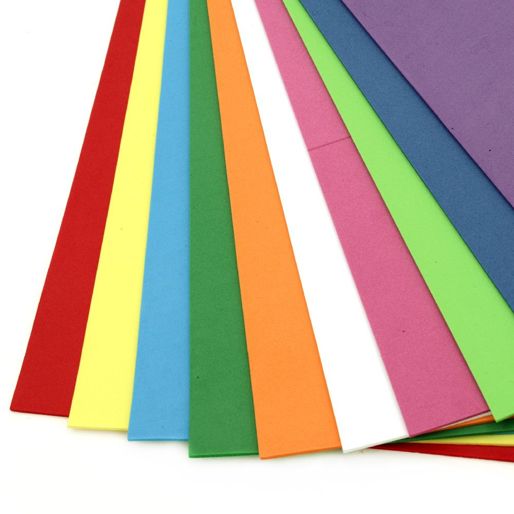 EVA Material (Microporous Rubber) 1.5 mm, A4 Size 20x30 cm, Assorted Colors - 10 Sheets