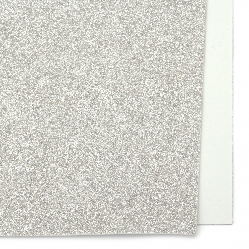 Silver EVA foam A4 sheet 20x30 cm with glitter for scrapbook projects & craft decoration 2 mm