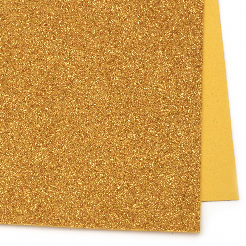 EVA foam A4 sheet 20x30 cm, dark gold with glitter for scrapbook projects & craft decoration 2 mm 