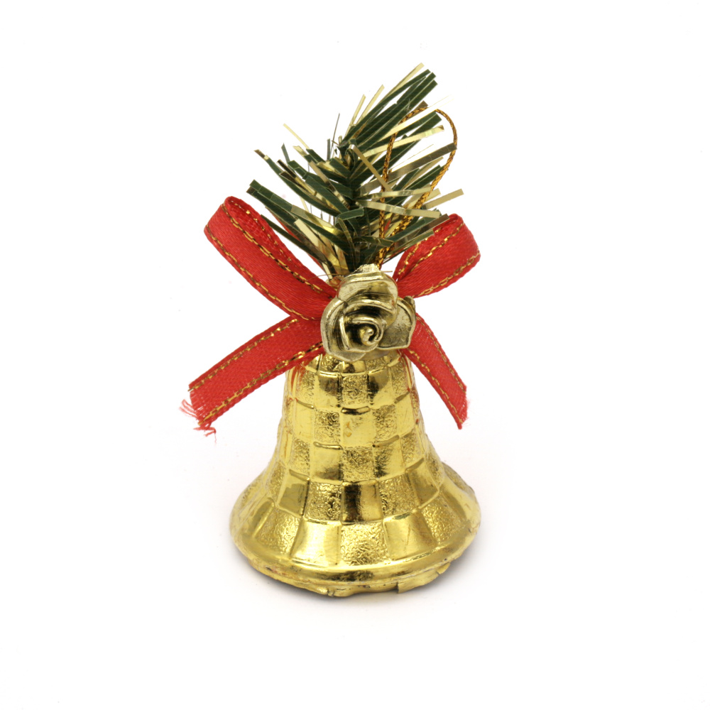 Σετ Χριστουγεννιάτικα στολίδια, καμπάνες χρυσό χρώμα 61x39 mm - 10 τεμάχια