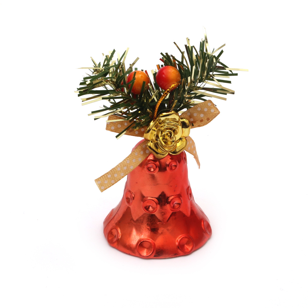 Christmas Bell Set, Red Color, 50x80 mm - 6 Pieces