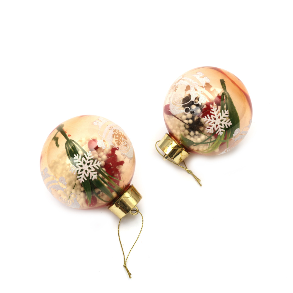 Set of Christmas Balls with Decoration / 75x90 mm - 3 pieces