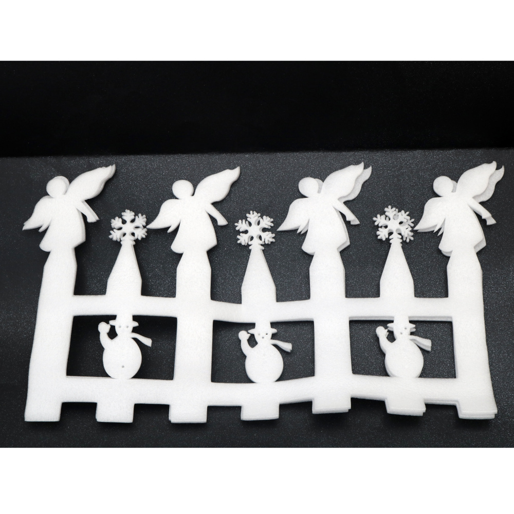 Anti-static Polyethylene Foam Fence with Angels, Snowflakes and a Snowman / 350x650 mm - 2 pieces