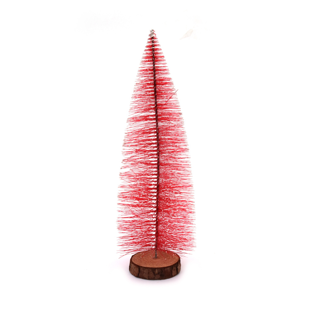 Christmas tree in red for decoration 300x95 mm on a stand