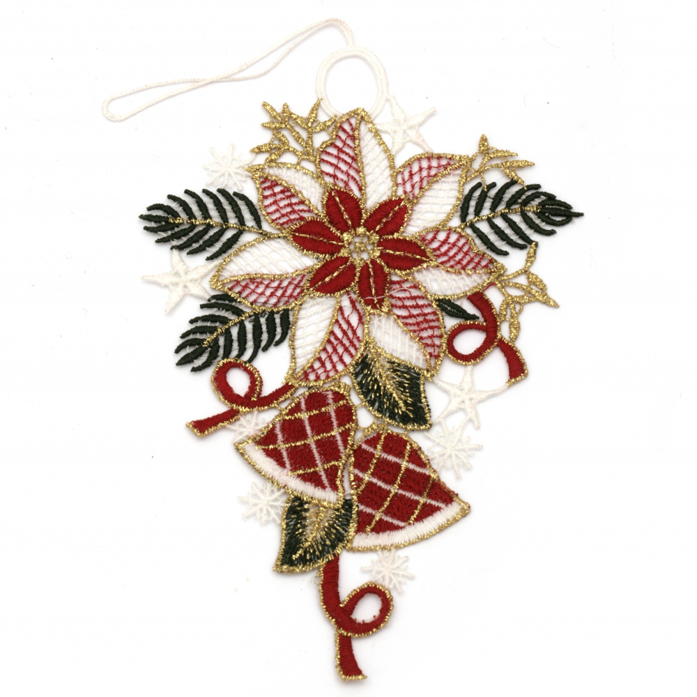 Decorațiuni de Crăciun din dantelă realizate manual cu floare de 155x100 mm cu clopotei
