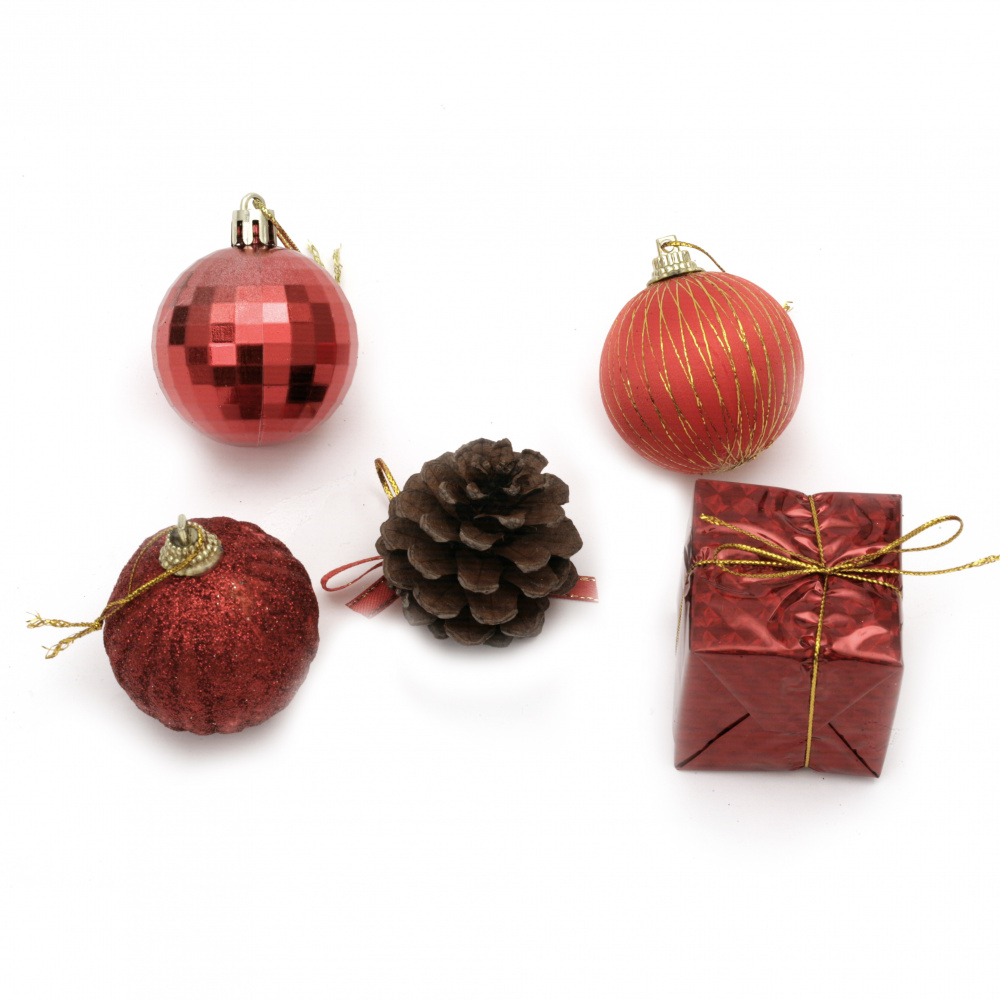 Set of Christmas decoration balls and cones 45 mm - 20 pieces