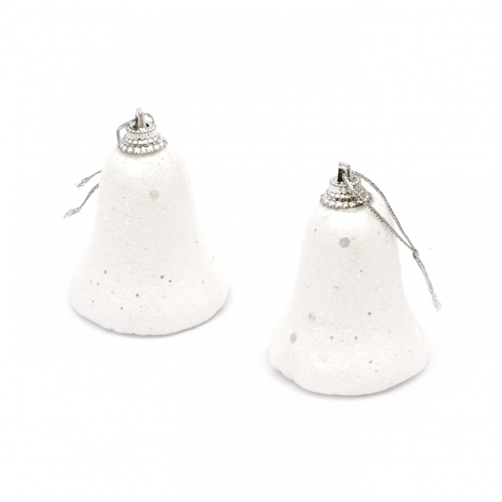 Styrofoam Christmas Ornaments: Bells for Decoration, 64x45 mm - 6 Pieces