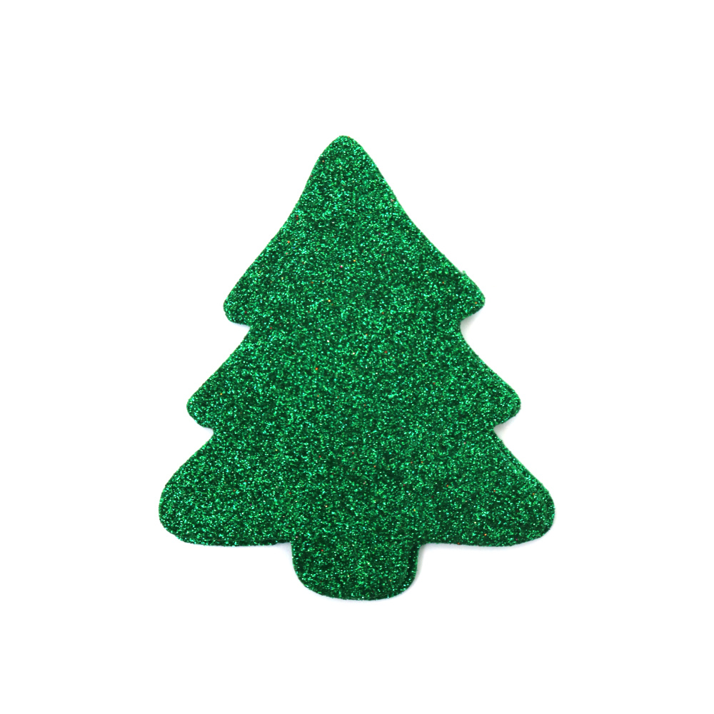 Foam Christmas Tree /EVA Material/ 85x105x2 mm Glitter Green - 2 pieces