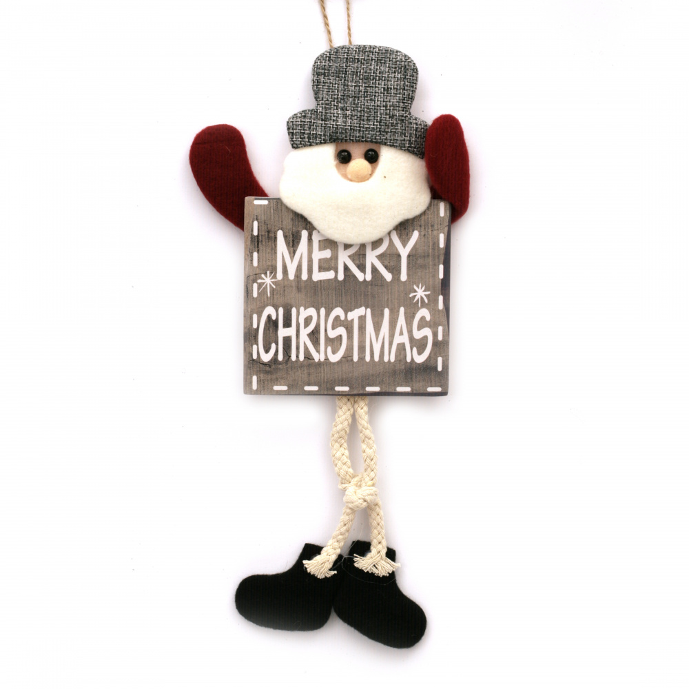 Christmas Decoration Santa Claus with "Merry Christmas" Sign, 13x37 cm