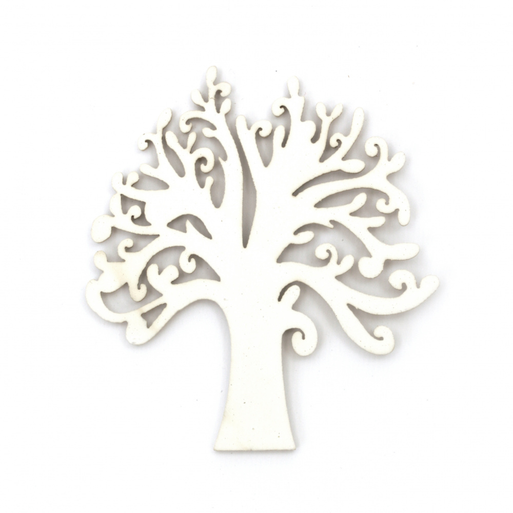 Wooden Cutout, Tree of Life /   79x72x2.5 mm / White - 4 pieces