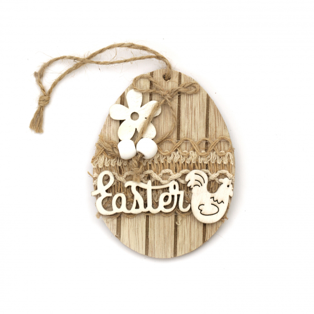 Easter Wooden Egg Decoration, 98x75x10 mm