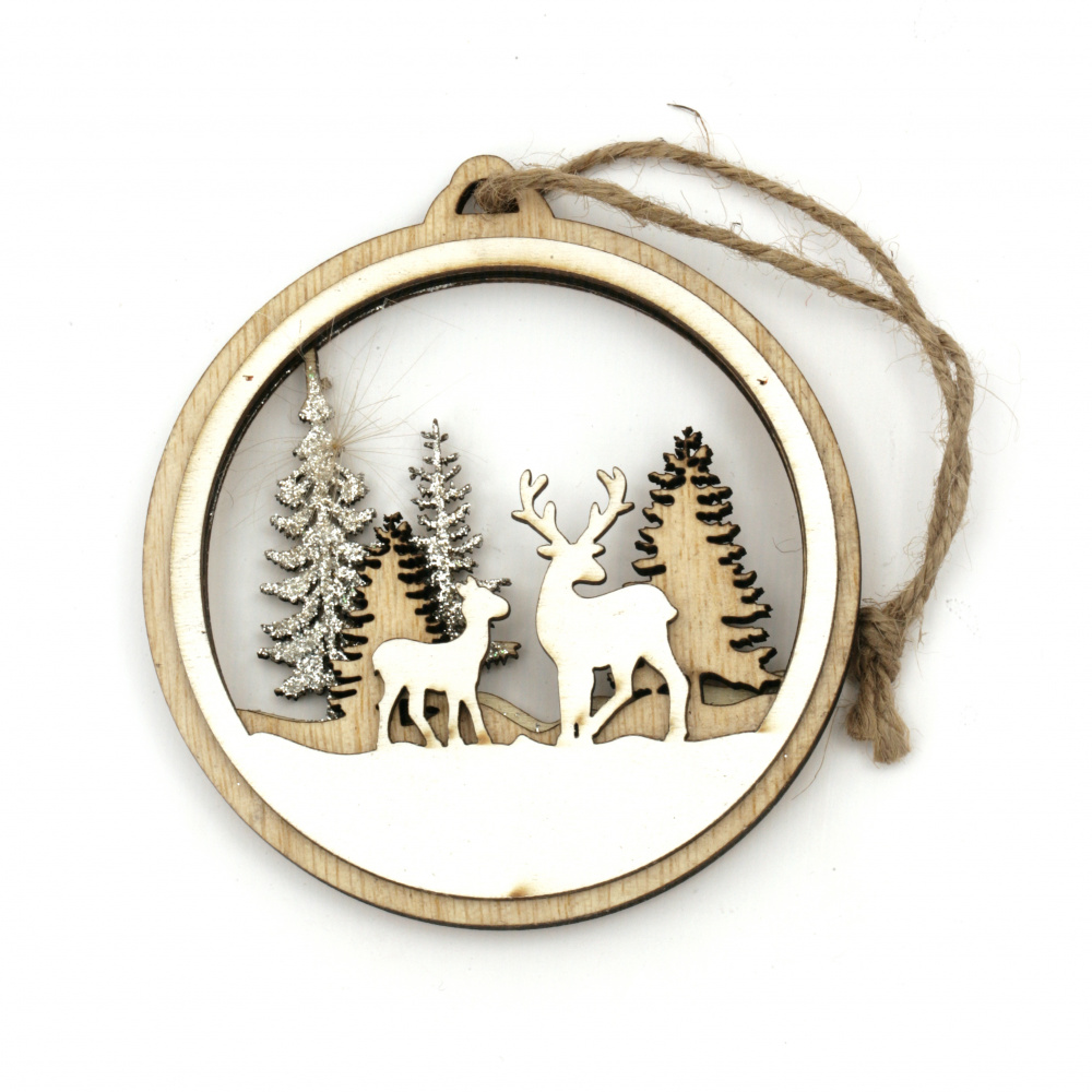 Christmas Wooden Pendant, 105x97x11 mm